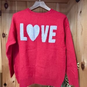 MARKDOWN--Pink Rose Red LOVE Sweater Sz S